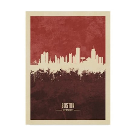 Michael Tompsett 'Boston Massachusetts Skyline Red Ii' Canvas Art,14x19